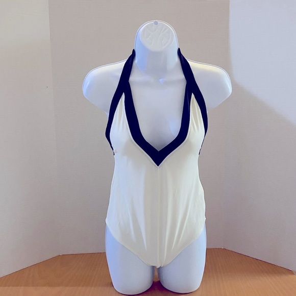 NEW Valentino Two Tone Plunge Neck One-Piece Swimsuit - Picture 4 of 7